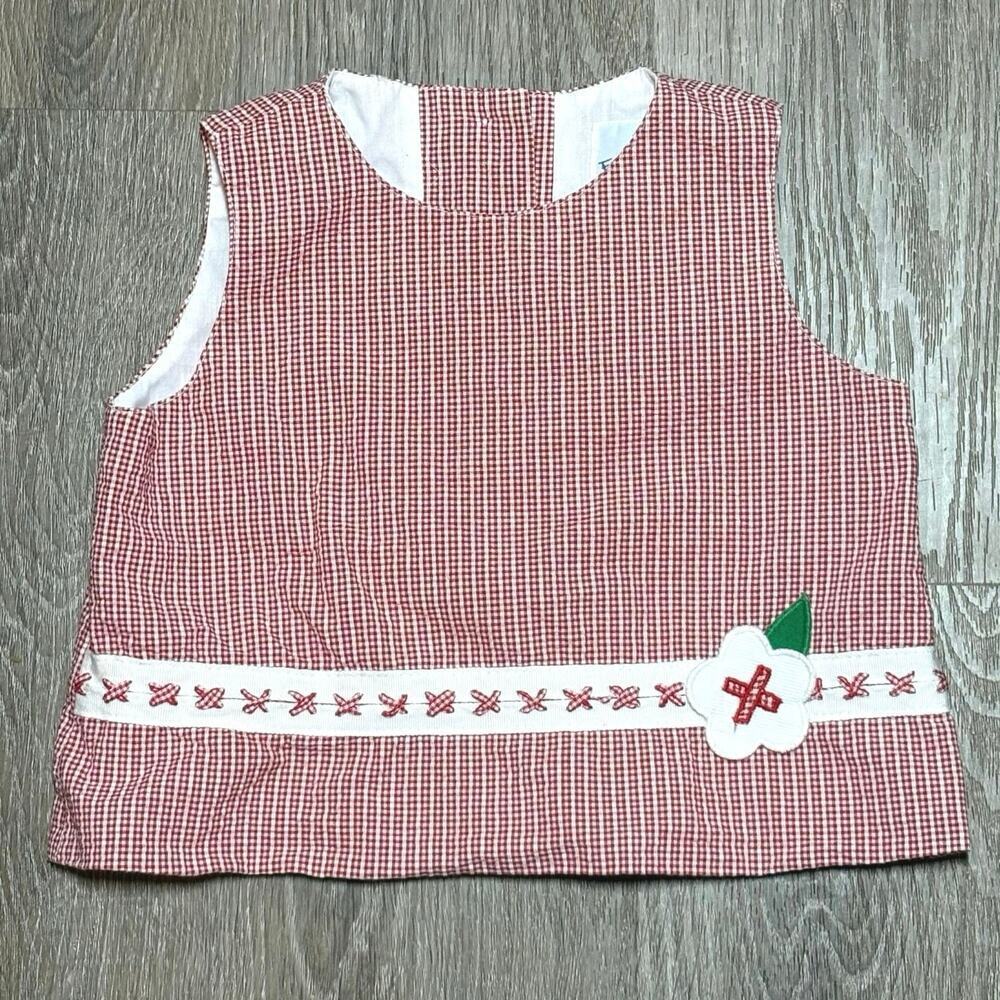 Florence Eiseman Toddler 3T Red Gingham Flower Applique Top Boutique Classic